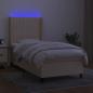 Preview: Boxspringbett mit Matratze & LED Creme 100x200 cm Stoff