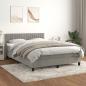 Preview: ARDEBO.de - Boxspringbett mit Matratze Hellgrau 140x200 cm Samt