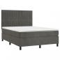 Preview: Boxspringbett mit Matratze Dunkelgrau 140x200 cm Samt