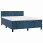 Preview: Boxspringbett mit Matratze & LED Dunkelblau 140x190 cm Samt