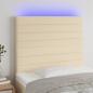 Preview: ARDEBO.de - LED Kopfteil Creme 80x5x118/128 cm Stoff