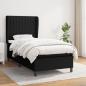 Preview: ARDEBO.de - Boxspringbett mit Matratze Schwarz 100x200 cm Stoff