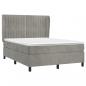 Preview: Boxspringbett mit Matratze Hellgrau 140x190 cm Samt