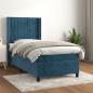 Preview: ARDEBO.de - Boxspringbett mit Matratze Dunkelblau 90x190 cm Samt