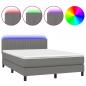 Preview: Boxspringbett mit Matratze & LED Dunkelgrau 140x190 cm Stoff