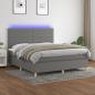 Preview: ARDEBO.de - Boxspringbett mit Matratze & LED Dunkelgrau 160x200 cm Stoff