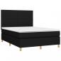 Preview: Boxspringbett mit Matratze & LED Schwarz 140x190 cm Stoff