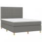 Preview: Boxspringbett mit Matratze & LED Dunkelgrau 140x200 cm Stoff