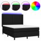 Preview: Boxspringbett mit Matratze & LED Schwarz 140x190 cm Stoff