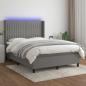 Preview: ARDEBO.de - Boxspringbett mit Matratze & LED Dunkelgrau 140x200 cm Stoff