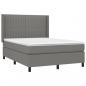 Preview: Boxspringbett mit Matratze & LED Dunkelgrau 140x200 cm Stoff