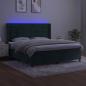 Preview: Boxspringbett mit Matratze & LED Dunkelgrün 160x200 cm Samt