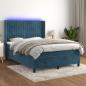 Preview: ARDEBO.de - Boxspringbett mit Matratze & LED Dunkelblau 140x190 cm Samt