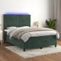 Preview: ARDEBO.de - Boxspringbett mit Matratze & LED Dunkelgrün 140x190 cm Samt