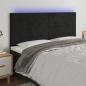 Preview: ARDEBO.de - LED Kopfteil Schwarz 160x5x118/128 cm Samt