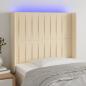 Preview: ARDEBO.de - LED Kopfteil Creme 103x16x118/128 cm Stoff