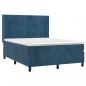 Preview: Boxspringbett mit Matratze Dunkelblau 140x190 cm Samt