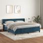 Preview: ARDEBO.de - Boxspringbett mit Matratze Dunkelblau 180x200 cm Samt