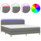 Preview: Boxspringbett mit Matratze & LED Dunkelgrau 160x200 cm Stoff