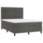 Preview: Boxspringbett mit Matratze & LED Dunkelgrau 140x200 cm Samt