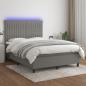 Preview: ARDEBO.de - Boxspringbett mit Matratze & LED Dunkelgrau 140x200 cm Stoff