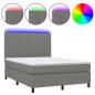 Preview: Boxspringbett mit Matratze & LED Dunkelgrau 140x200 cm Stoff