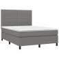 Preview: Boxspringbett mit Matratze & LED Dunkelgrau 140x200 cm Stoff