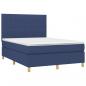 Preview: Boxspringbett mit Matratze & LED Blau 140x190 cm Stoff