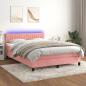 Preview: ARDEBO.de - Boxspringbett mit Matratze & LED Rosa 140x190 cm Samt