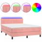 Preview: Boxspringbett mit Matratze & LED Rosa 140x190 cm Samt