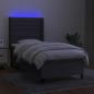 Preview: Boxspringbett mit Matratze & LED Dunkelgrau 80x200 cm Stoff