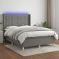 Preview: ARDEBO.de - Boxspringbett mit Matratze & LED Dunkelgrau 140x200 cm Stoff