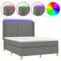 Preview: Boxspringbett mit Matratze & LED Dunkelgrau 140x200 cm Stoff