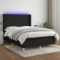 Preview: ARDEBO.de - Boxspringbett mit Matratze & LED Schwarz 140x190 cm Stoff