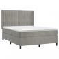 Preview: Boxspringbett mit Matratze & LED Hellgrau 140x200 cm Samt