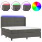 Preview: Boxspringbett mit Matratze & LED Dunkelgrau 160x200 cm Samt