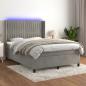 Preview: ARDEBO.de - Boxspringbett mit Matratze & LED Hellgrau 140x190 cm Samt