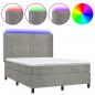 Preview: Boxspringbett mit Matratze & LED Hellgrau 140x190 cm Samt