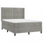 Preview: Boxspringbett mit Matratze & LED Hellgrau 140x190 cm Samt