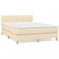 Preview: Boxspringbett mit Matratze Creme 140x190 cm Stoff