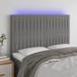 Preview: ARDEBO.de - LED Kopfteil Dunkelgrau 144x5x118/128 cm Stoff