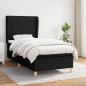 Preview: ARDEBO.de - Boxspringbett mit Matratze Schwarz 100x200 cm Stoff