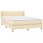 Preview: Boxspringbett mit Matratze Creme 140x200 cm Stoff