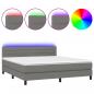 Preview: Boxspringbett mit Matratze & LED Dunkelgrau 160x200 cm Stoff