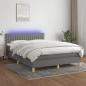 Preview: ARDEBO.de - Boxspringbett mit Matratze & LED Dunkelgrau 140x190 cm Stoff 