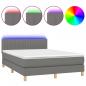 Preview: Boxspringbett mit Matratze & LED Dunkelgrau 140x190 cm Stoff 