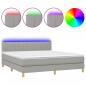 Preview: Boxspringbett mit Matratze & LED Hellgrau 160x200 cm Stoff