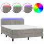 Preview: Boxspringbett mit Matratze & LED Hellgrau 140x190 cm Samt