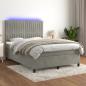 Preview: ARDEBO.de - Boxspringbett mit Matratze & LED Hellgrau 140x200 cm Samt