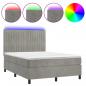 Preview: Boxspringbett mit Matratze & LED Hellgrau 140x190 cm Samt